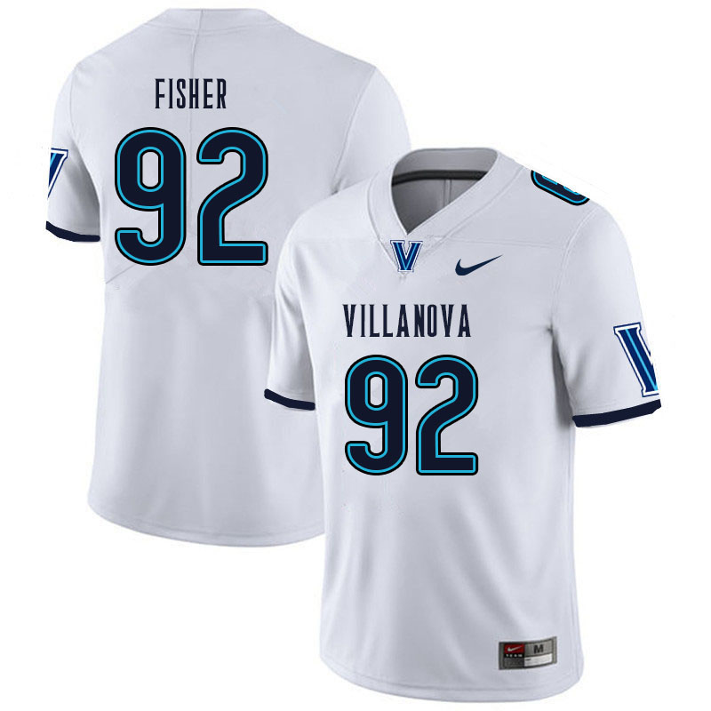 Men #92 Malik Fisher Villanova Wildcats College Football Jerseys Sale-White